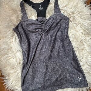 Old Navy Active Dark Heather Gray Ruched Racerback Tank